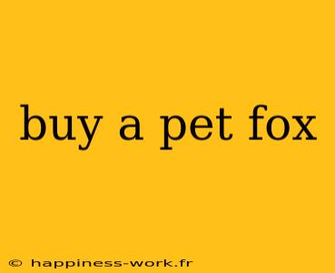 buy a pet fox