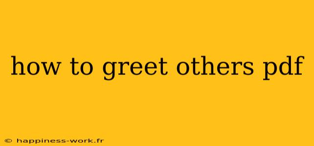 how to greet others pdf