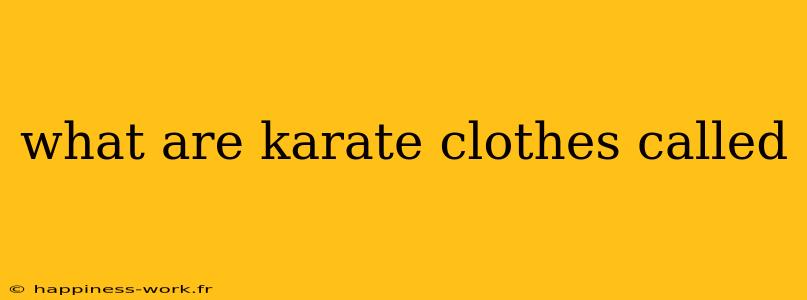 what are karate clothes called